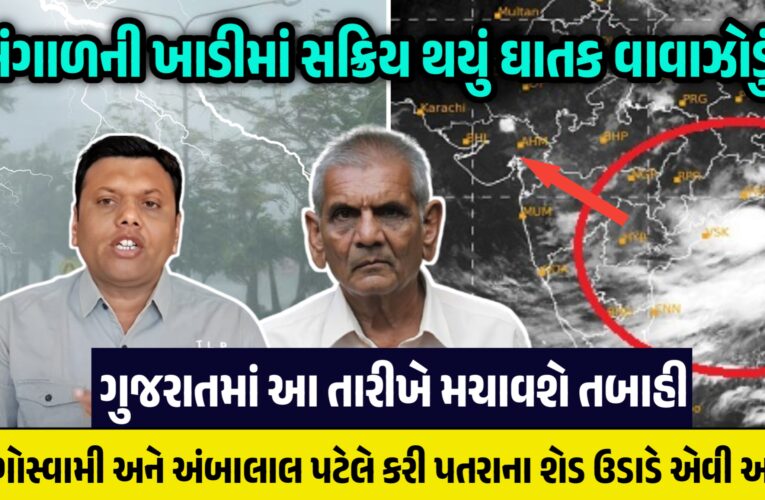 બંગાળની ખાડીમાં સક્રિય થયું ઘાતક વાવાઝોડું, ગુજરાતમાં આ તારીખે મચાવશે તબાહી, પરેશ ગોસ્વામી અને અંબાલાલ પટેલે કરી પતરાના શેડ ઉડાડે એવી આગાહી…