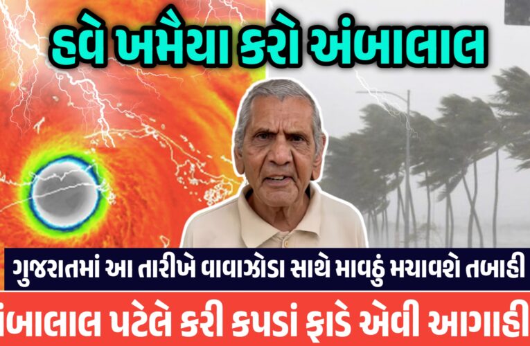 હવે ખમૈયા કરો, ગુજરાતમાં આ તારીખે વાવાઝોડા સાથે માવઠું મચાવશે તબાહી, અંબાલાલ પટેલે કરી કપડાં ફાડે એવી આગાહી…